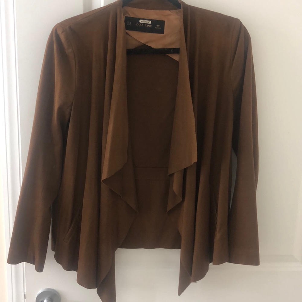 Zara suede drape blazer jacket, size m